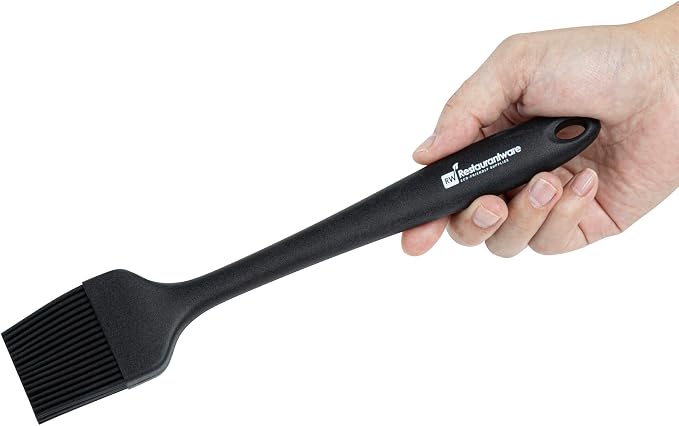 Restaurantware 10.2 Inch Pastry Brush 1 Heat-Resistant Basting Brush - Dishwasher-Safe Hanging Hole Black Silicone Cooking Brush For Spreading Oil Butter Or Sauce