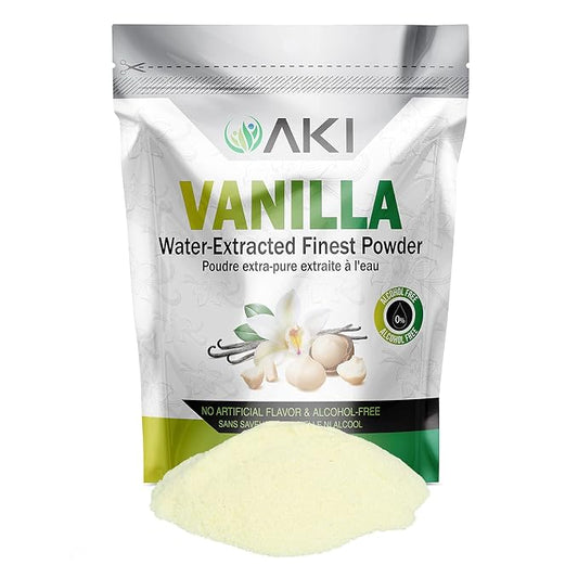 AKI Vanilla Extract Powder from Authentic Beans for Delicious Flavoring, Cooking, Baking, Drinks, Tea, Coffee, Smoothies, Cocktails - Sugar-Free & Alcohol-Free (10.58OZ/300g)