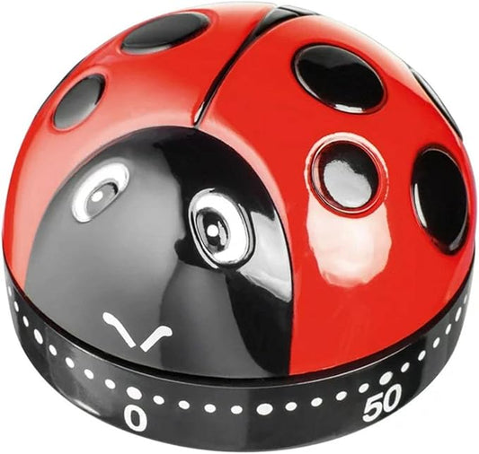 Ladybug Mechanical Cooking Timer - 60-Minute Kitchen Alarm Clock with Loud Ring