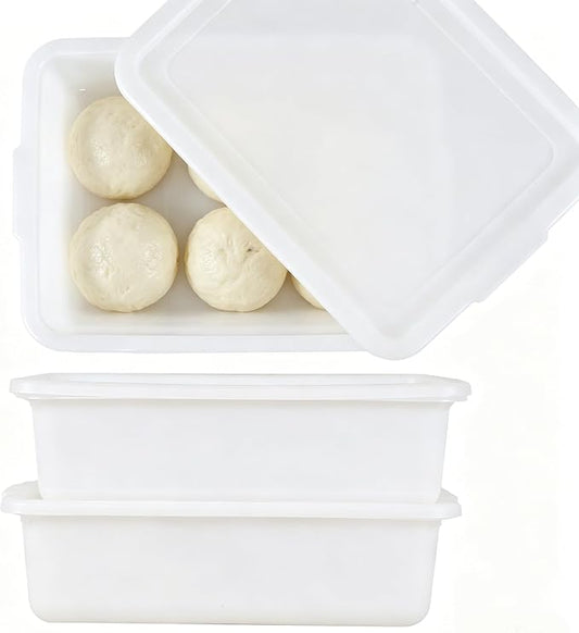 3 Pack Bread Dough Proofing Box with Lid, Pizza Proofing Tray, Stackable Commercial Quality