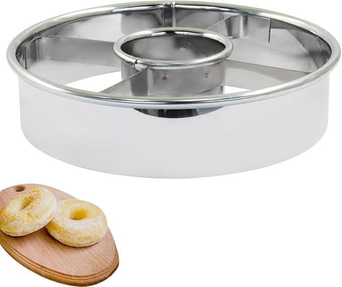 3.86 Inch Donut Cutter, Stainless Steel Doughnut Cutter Professional Baking Mold Tool for Perfect Donuts Bagels Cookies Biscuits