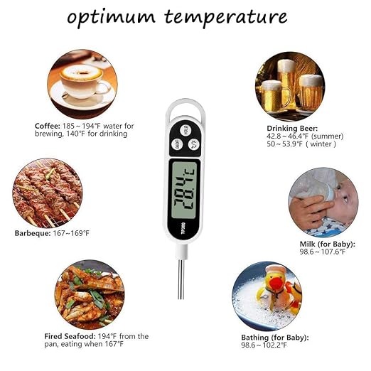 Digital Meat Food Thermometer for Cooking Kitchen BBQ, Probe Instant Read Thermometer with Long Probe for Candy Candle Milk Yogurt Deep Fry Roast Baking Temperature