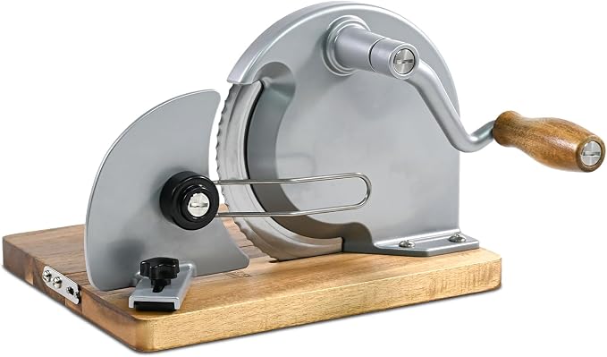 Upgraded Foldable Manual Bread Slicer,Manual Bread Slicer with Hand Crank,Adjustable Thickness,Equipped with Stainless Steel Blades,Non-Slip Base,Graduation Lines