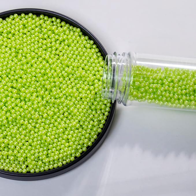 Green Sprinkles Edible Pearl,Cake sprinkles,Cookie sprinkles,Sugar Pearl, Edible Candy Pearls 130g 4.6OZ for Cake Cupcake Decorationg (4mm-Silver) (4mm-Qiangreen)