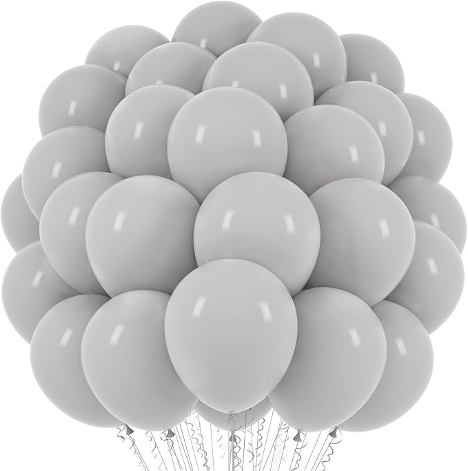 Voircoloria Gray Balloons, 66pack 12inch Grey Latex Party Balloons for Graduation, Wedding, Birthday, Gender Reveal, Baby Shower, Bridal Shower, Anniversary Party Decorations