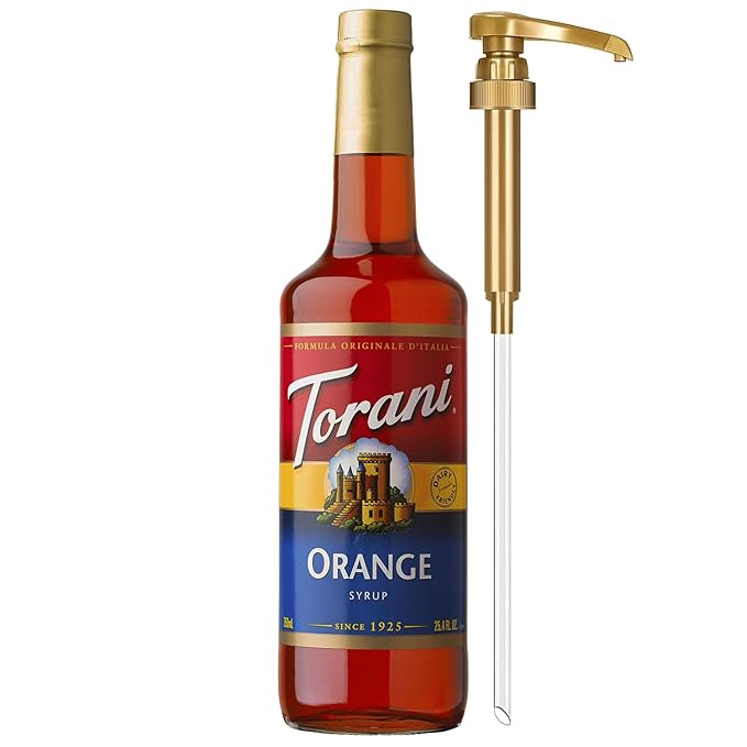 Torani Orange Syrup for Drinks, Flavoring for Iced Tea, Sodas, Cocktails, and Milk Shakes, Pump Included, 25.4 Oz
