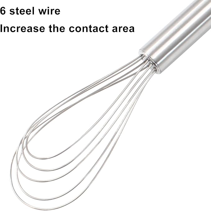 3 Pcs Kitchen Flat Whisk Set, Stainless Steel Egg Whisk Flat Wire Whisk 6 Wires Egg Mixing Whisk(6.73 Inch,10.11 Inch,10.51 Inch)