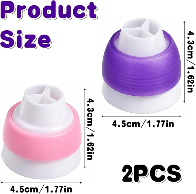 2 Pack Plastic Standard Couplers Cake Decorating Pipe Tip, Piping Bag Couplers Adapter Swirl Twist for Icing Frosting Tips Russian Flower Mouth Nozzles, Baking Supplies, Cupcake Decorating Kit