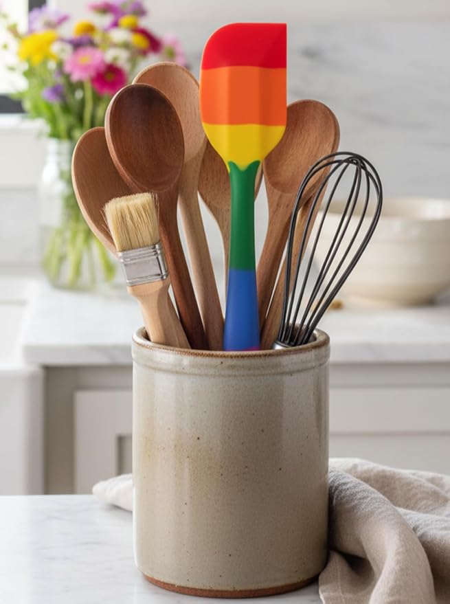 Cooking With Pride Non-Stick Scraper Spatula, Heat-Safe Silicone With Iron Core, 10.75-Inch, Set of 2