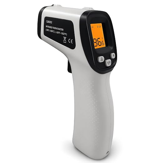 Infrared Thermometer Gun, Digital Laser Temperature Gun -58°F to 1022°F, Adjustable Emissivity, LCD Backlight, MAX/MIN Display, Non-Contact Thermometer for Pizza Oven, BBQ, HVAC, Griddle