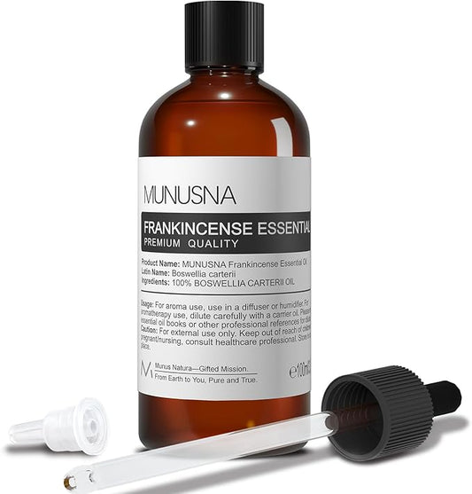 Frankincense Essential Oil 100ML,100% Pure Natural Frankincense Oils Premium Grade Aromatherapy Oil for Hair, Face, Skin, Body Care, Diffuser, Massage, Soap and Candle Making