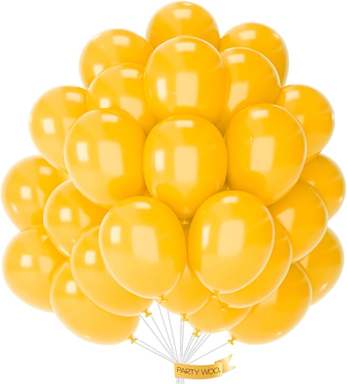 PartyWoo Mustard Yellow Balloons 100pcs 12 Inch Yellow Fall Balloons for Birthday Graduation Gender Reveal Engagement Baby Shower Bee Summer Sunflower Little Cutie Lemon Party Decorations Yellow-Y10