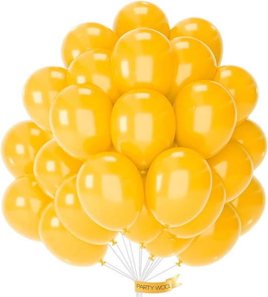 PartyWoo Mustard Yellow Balloons 100pcs 12 Inch Yellow Fall Balloons for Birthday Graduation Gender Reveal Engagement Baby Shower Bee Summer Sunflower Little Cutie Lemon Party Decorations Yellow-Y10