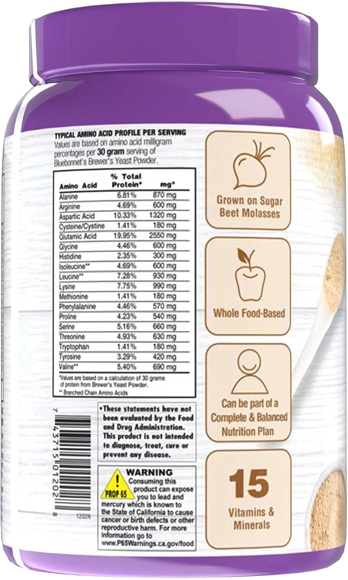 Bluebonnet Nutrition Super Earth Brewers Yeast Powder, Super Food, Whole Food, Source for Vitamins, Great Tasting, Vegan, Vegetarian, Non GMO, Gluten Free, Soy Free, Milk Free, Kosher, 2 lb
