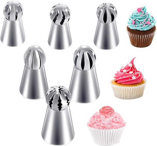 Hofumix Russian Piping Tips Cake Decorating Kit Cake Decorating Tips Buttercream DIY Baking Tools School Prevailing Torch Russian Nozzles Ball Baking Kits 6pcs