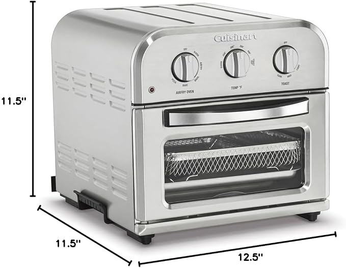 Cuisinart TOA-26 Compact AirFryer/Convection Toaster Oven Stainless Steel Bundle with Deco Chef Premium Bamboo Cutting Board and 2 YR CPS Enhanced Protection Pack