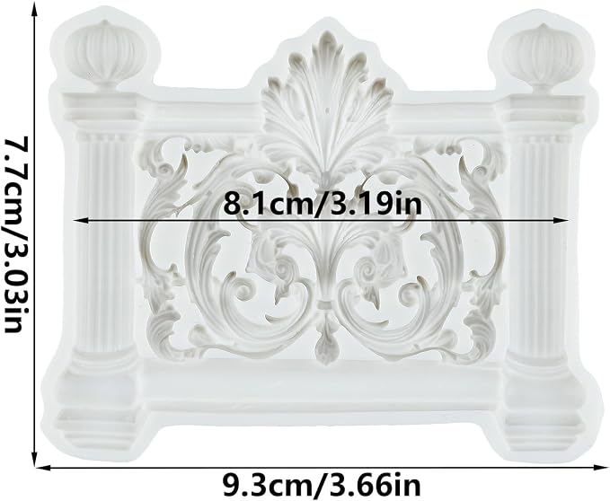 Baroque Roman Column Scroll Relief Silicone Mold Roman Column Fondant Molds for Cake Decorating Chocolate Cupcake Topper Candy Polymer Clay Gum Paste