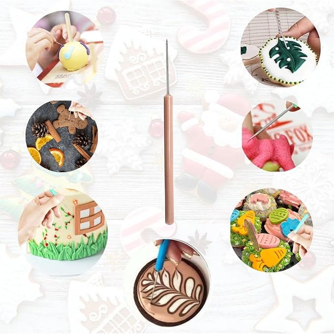 A2Z-Cookie Scribe Tool Stir Needle Cookie Decorating Tool, DIY Baking Pin Whisk Spatula Stainless Steel Needle Biscuit Shaping Icing Pin Scribe Modeling Tool - for Icing & Fondant Shaping (12 Pcs STR)