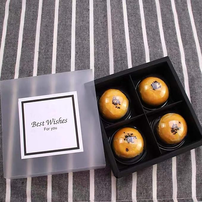 15 Packs Cupcake Boxes with Inserts and Display Windows,Food Grade Paper Treats Gift Boxes,Cupcake Containers for Baking Pastries Goodies Biscuits(4 Lattices)
