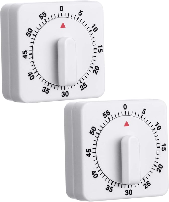 Weewooday 2 Pieces 60 Minute Visual Kitchen Timer Hour Mini Countdown Mechanical Timer Loud Voice for Kitchen, Homework, Exercise