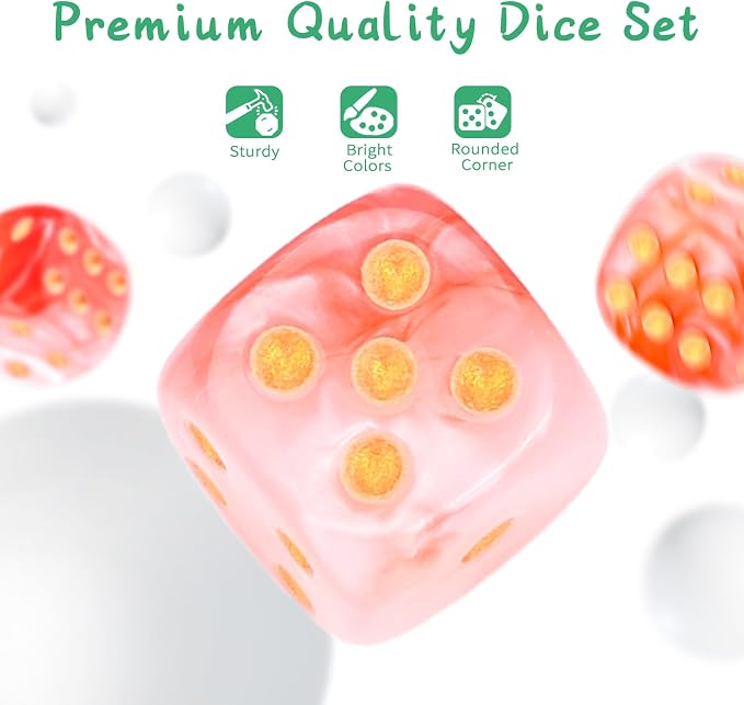 36 of Pack 12MM 6 Sided MINI Dice Set,Two Colours D6 Game Dice Set, 6 Sided Standard Dices for Yahtzee, Bunco or Teaching Math,with Portable Plastic Box(Red White)