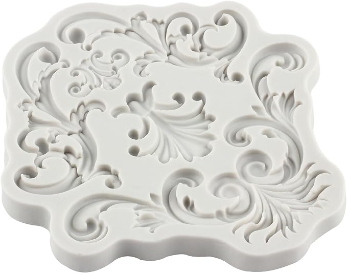 Baroque Fondant Silicone Molds Relief Flower Lace Chocolate Mold Scroll Lace Clay Mold Filigree Mold 3D Sculpted For Sugar Cake Decorating Cupcake Topper Gum Paste Candy Polymer Clay