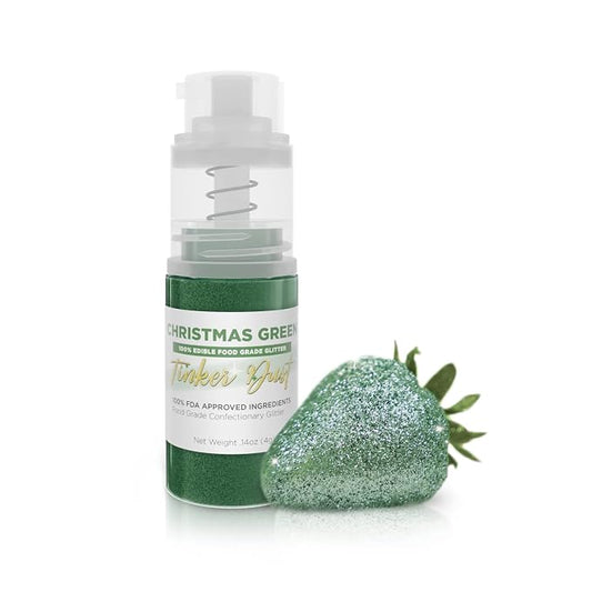 Bakell - Christmas Green Tinker Dust (4g, 1x Mini Spray Pump) Edible Glitter for Food, Desserts, and Baked goods!