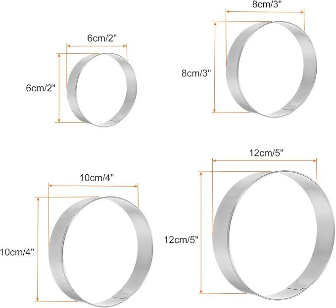 HARFINGTON Circle Round Cookie Cutter Set Assorted Sizes Stainless Steel Geometric Biscuit Baking Pastry Candy Cookie Cutters Molding for Pastry Fondant Cake