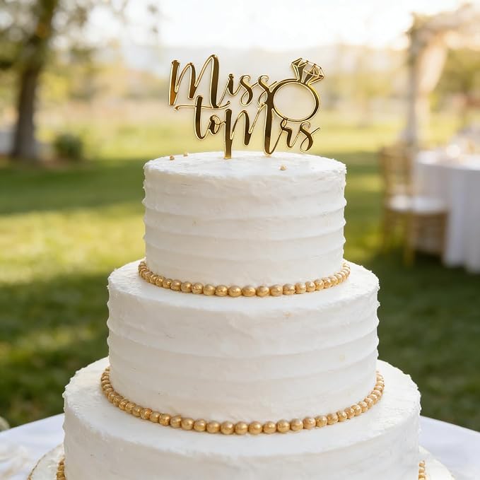 Acrylic Miss to Mrs Cake Topper, Wedding Bridal Shower, Mirror Acrylic Cake Decoration, Wedding Engagement Party Decoration