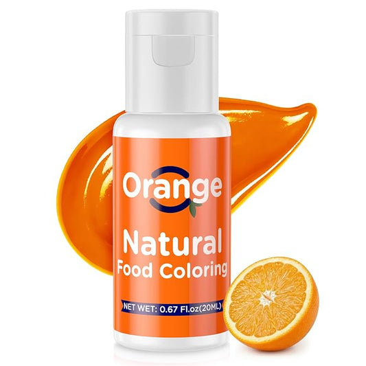 Natural Food Coloring- 20 Milliliters Dye Free Natural Food Coloring, FD&C & Artificial Dye Free Formula for Baking, Icing and Cooking, Cakes, Cupcakes, Frosting，Easter Eggs & Holiday Treats (ORANGE)