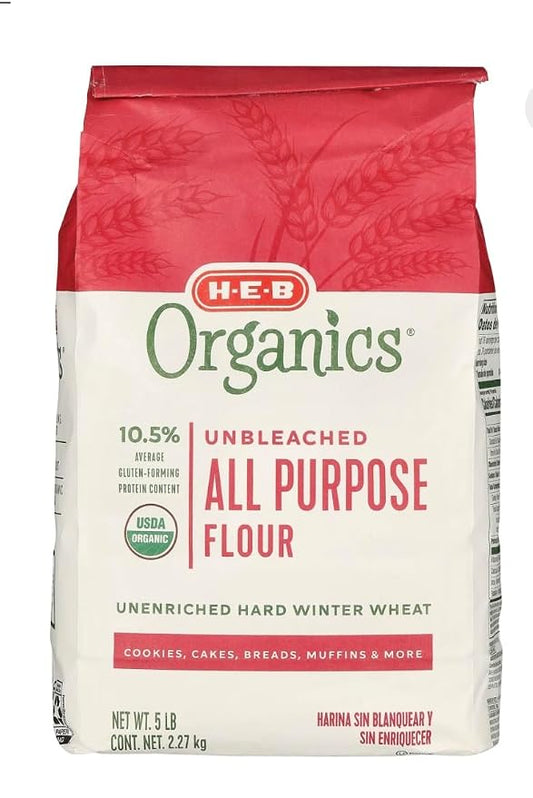 H-E-B Organics Unbleached Flour - 1 bag (5 lbs, All Purpose Flour)