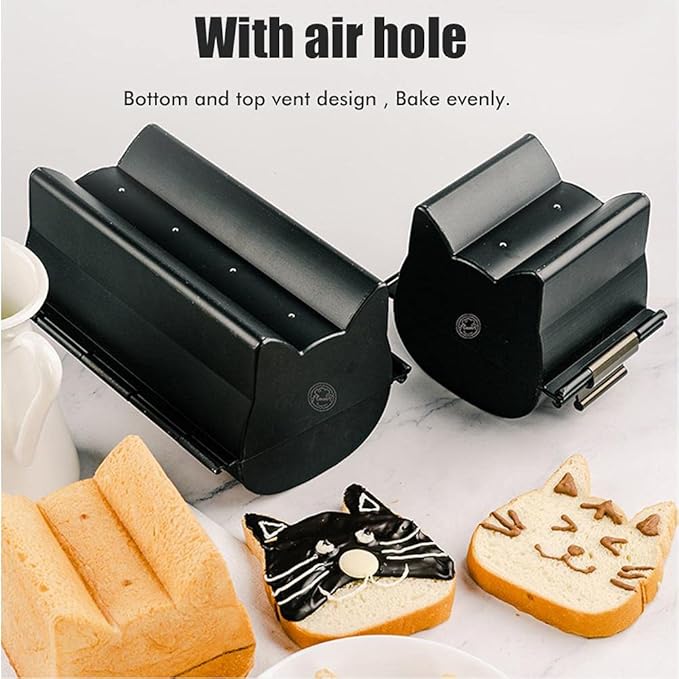 Aluminized Bread and Loaf Tins, Reusable Bread Loaf Pan Non-Stick Bread Mold, Cute Cat Shaped Bread Baking Tool for DIY Cakes Biscuits, 12.7X12X11CM