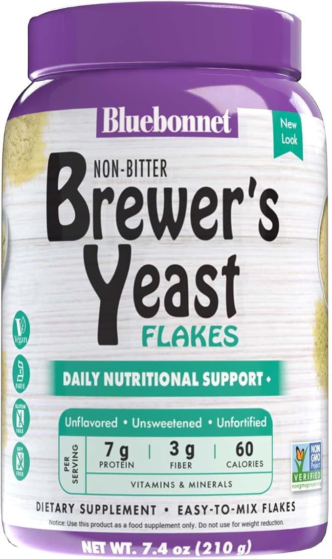 Bluebonnet Nutrition Super Earth Brewers Yeast Flakes, Super Food, Whole Food, Source for Vitamins, Great Tasting, Vegan, Vegetarian, Non GMO, Gluten Free, Soy Free, Milk Free, Kosher, 7.4 oz