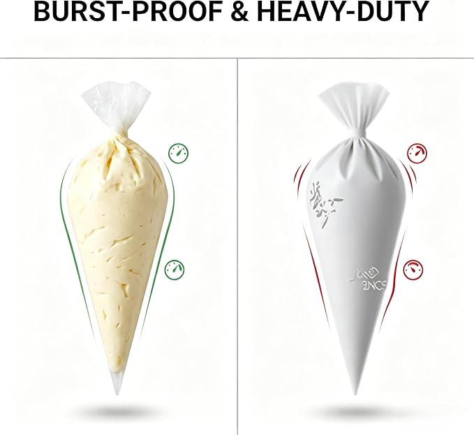 100 Pcs 12 Inch Disposable Piping Bags - Thickened Non-Slip Anti-Burst & Leak Resistant Pastry Icing Bags for Cake Decorating, Cupcake Frosting, Cookie & Chocolate, Fits Standard Tips & Couplers