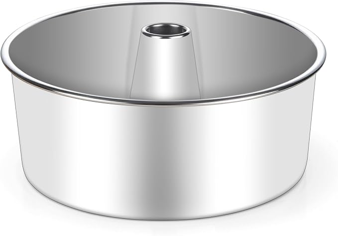 LIANYU Angel Food Cake Pan, 10 Inch Tube Pan for Baking Pound Cake, Deep Chiffon Mold with Stainless Steel Core, Mirror Finished Surface, Easy to Release, Dishwasher Safe
