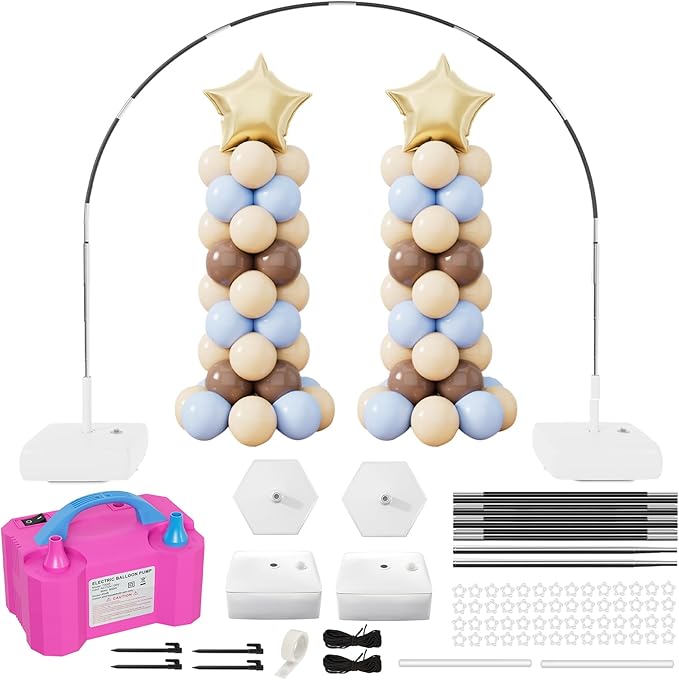rubfac 7.2ft Adjustable Balloon Arch Kit with Electric Pump, Pink, Round, Arch with Electric Pump, Baby Shower, Wedding, Birthday, Graduation, Unisex Adult