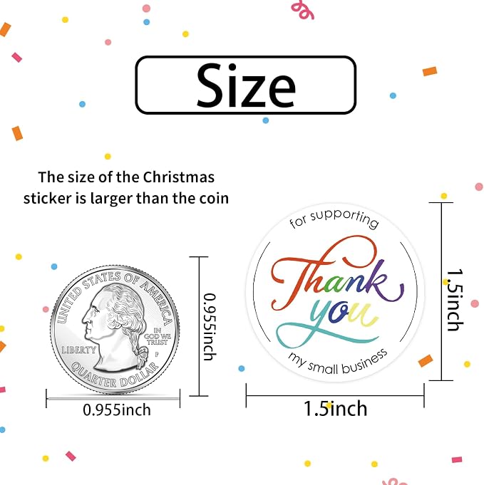 Heyfibro 500 PCS 1.5 Inch Thank You for Supporting My Small Business Stickers for Packing, Parties, Bags, Boxes(Text 3)