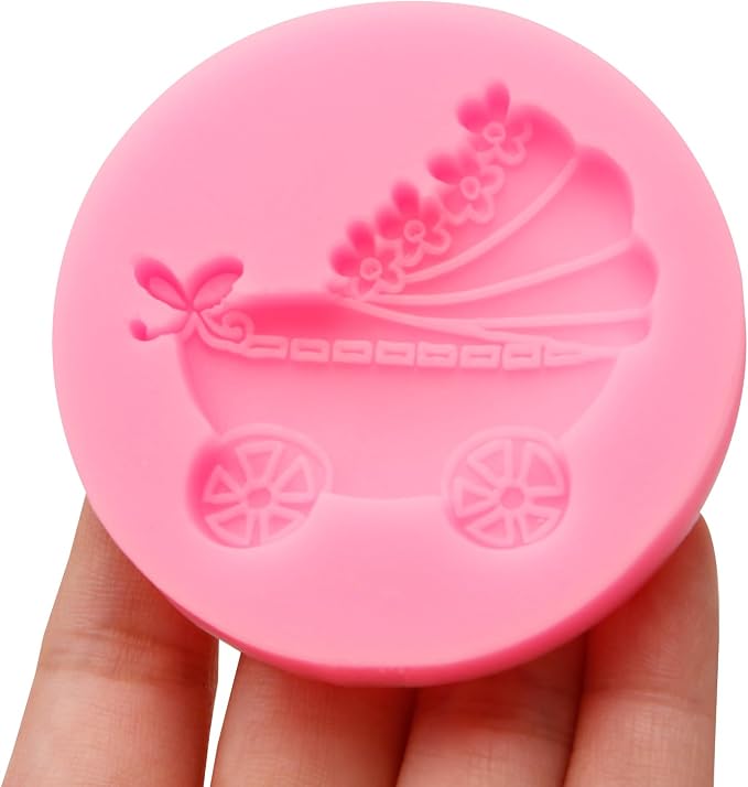 Baby Carriage Silicone Molds 2 Pcs, Baby Showers Fondant Mold for Chocolate Cake Decoration Candy Cupcake Topper Cake Polymer Clay Crafts Epoxy Resin