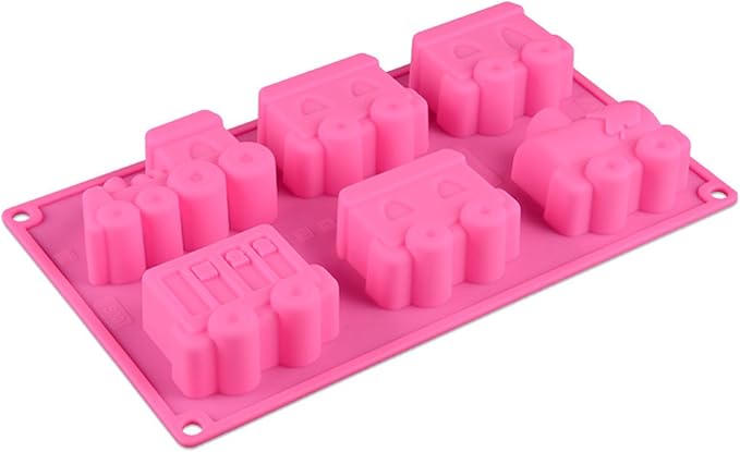 FantasyDay 1 Pack Cartoon Train Silicone Muffin Mold & Cupcake Baking Pan for Birthday Theme Party, Muffin Cups, Ice Cube, Soap, Wafer, Cake, Tart, Pie, Flan, Dough, Donut