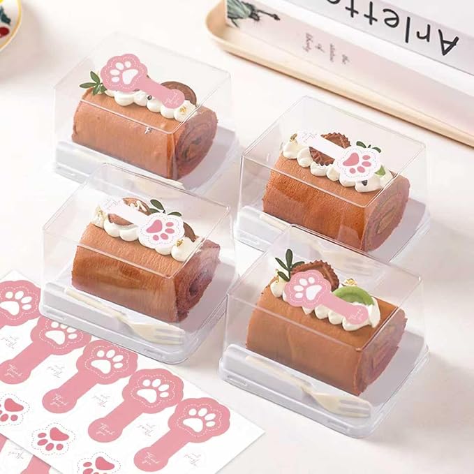 400Pcs Handmade Food Baking Seal Stickers Labels,Black Long Label Bakery Stickers with Gold Foil,Self-Adhesive Goods Bakery Sticker Sealing Tamper-Proof Sticker for Pastry Bags(Short Pink Cat Claw)