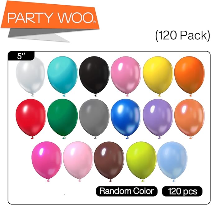 PartyWoo Assorted Colors Rainbow Balloons 100pcs 5 Inch Multicolor Colorful Primary Color Balloon for Graduation Baby Shower Unicorn Fiesta Flower Spring Rainbow Theme Birthday Party Decorations