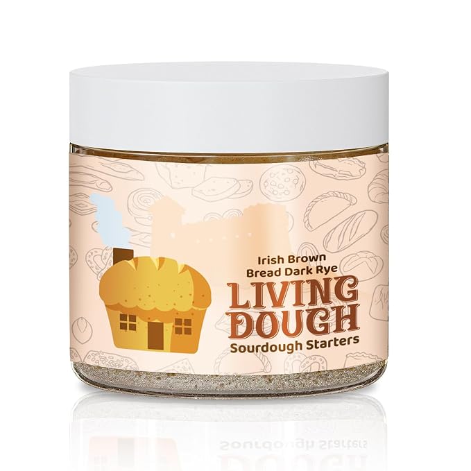 Living Dough - Irish Brown Bread Dark Rye Sourdough Starter Culture - Active & Live Organic Sourdough Starter for Baking - For Artisan Bread, Pizza Dough, Waffles & More