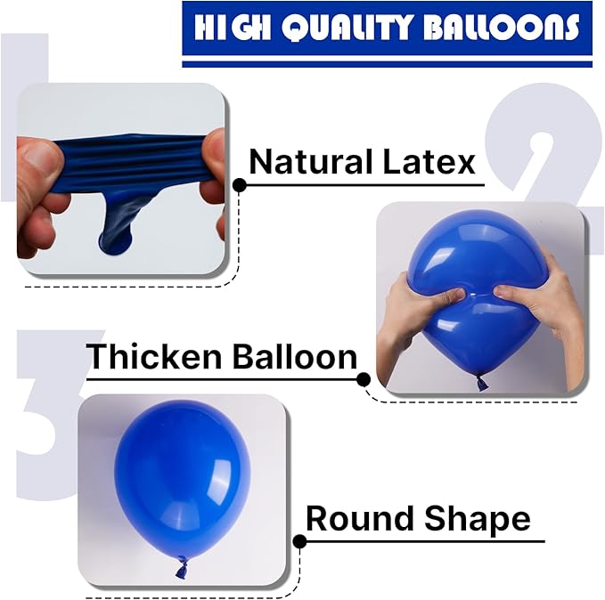 PartyWoo Royal Blue Balloons 100 pcs Different Sizes of 18 12 10 5 Inch Dark Blue Matte Balloon Arch Kit Garland for Graduation 4th of July Baby Shower Birthday Party Decorations Blue-Y59