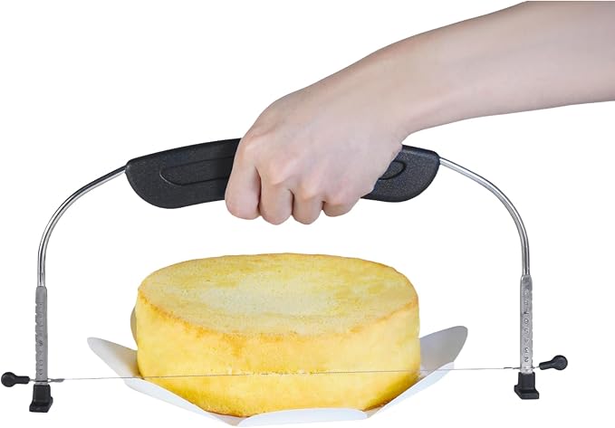 Adjustable Cake LevCake Cutter Slicer Leveler, 9 Different Height Premium Food Grade Stainless Steel Double Wires Cake Cutter/Slicer/Adjustable Cake Leveler for Leveling and Molding (black)