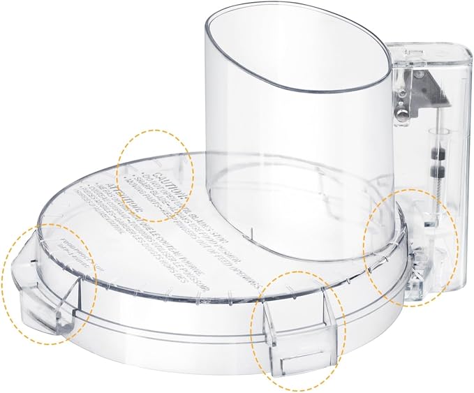 4 Locking Tabs DFP-14NWBCT1 Replacement Clear Food Processor Work Bowl Cover, Compatible with Cuisinart Tritan food Processor Only fits Bowl DLC-005AGTXT1,Fits Model DFP-14, DFP-14BCN, DFP-14BCHN