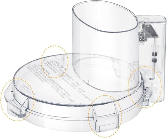 4 Locking Tabs DFP-14NWBCT1 Replacement Clear Food Processor Work Bowl Cover, Compatible with Cuisinart Tritan food Processor Only fits Bowl DLC-005AGTXT1,Fits Model DFP-14, DFP-14BCN, DFP-14BCHN