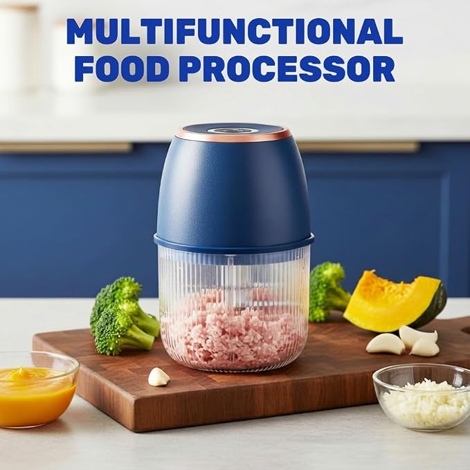 Electric Garlic Chopper, 2026 New Mini Food Chopper for Garlic and Onion, Portable Vegetable Chopper for Salad, Compact Kitchen Chopper for Home Cooks (Blue)