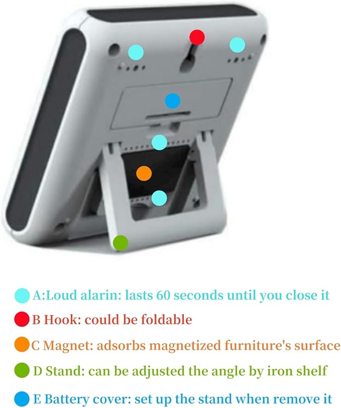 Magnetic Digital Clock for Kitchen - Timer with Alarm, 12/24 Hours, Big Screen, Loud Alarm & Strong Magnet - Count-Up & Count Down for Baking, Sports, Office, Study - Black