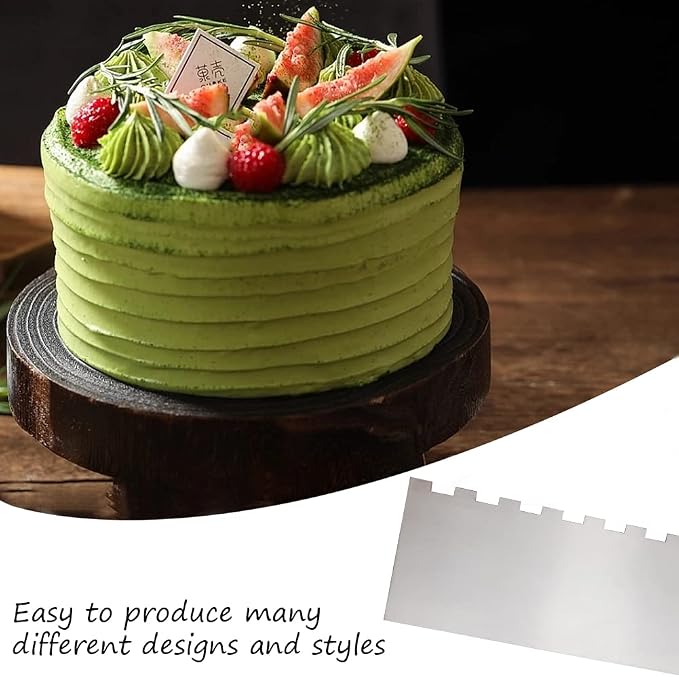 8.6 Inch Stainless Steel Cake Scraper Metal Scraper for Cake Smoother Leveler Scraper Cake Decorating Comb Cake Cutter for Mousse Butter Cream (Style 2)