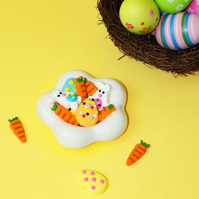 27 pcs Easter Sprinkles, Edible Easter Cake Decorations Carrot Easter Bunny Egg Royal Icing Decorations Edible Hard Sugar for Cupcake Topper Cookies Chocolate Baking Decor